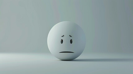 digital white emoticon with sad expression 3d render