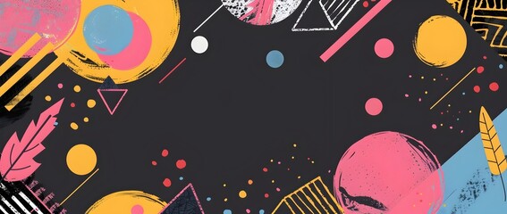 Obraz premium Doodle Page Print Border Design with Geometric Shapes and Color Layers on Abstract Background