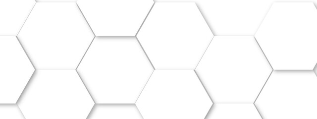 Abstract white hexagon pattern background. Abstract hexagon technology design background. Futuristic honeycomb mosaic white background. Vector Illustration. 