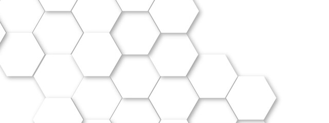 Abstract white hexagon pattern background. Abstract hexagon technology design background. Futuristic honeycomb mosaic white background. Vector Illustration. 