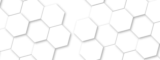 Abstract white hexagon pattern background. Abstract hexagon technology design background. Futuristic honeycomb mosaic white background. Vector Illustration. 