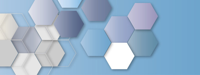 Vector technology luxury colorful hexagonal background vector illustration. Futuristic banner with technology blue hexagons and shiny lights. Design for banner, template, technology, science, medical