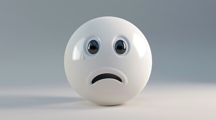 white emoticon with expression 3d render on white background