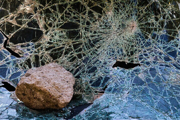 Shattered Glass Close-up. A detailed view of shattered glass