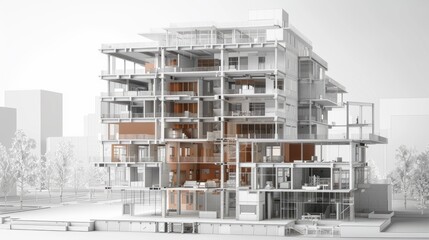 BIM model showing the complete lifecycle of a building from design to demolition, Planning construction business work.