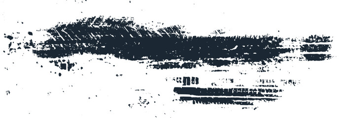 Mud tire tracking. Dirt track from the car wheel protector. Tire mark silhouette. Grunge overlay texture. Abstract black pattern. Vector illustration, EPS 10.