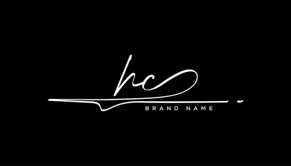 HC letter beauty handwriting vector logo.
