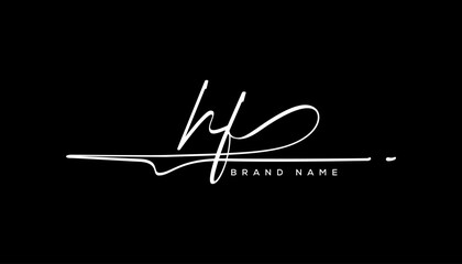 HF letter beauty handwriting vector logo.