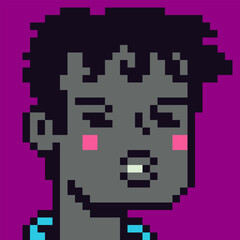 pixel art human character 8-bit, man, 80-s, avatar, guy face, cartoon vector icon, game user, web profile persons, people, social net portrait,  minimalistic style. 