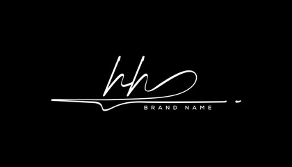 HH letter beauty handwriting vector logo.