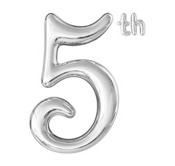 5th Anniversary Silver Number 3D