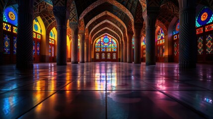 A large, colorful building with stained glass windows