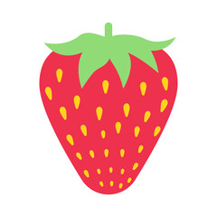 Flat Illustration of strawberry. Strawberry isolated on white background. Cartoon strawberry. Juicy strawberry.