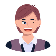 Naughty girl winking eye, flat style icon 

