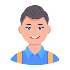 A flat icon of smiling student boy 

