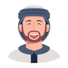 Smiling arab man, flat character icon 

