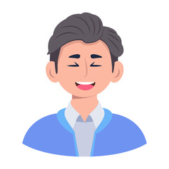 A flat character icon of glad person 

