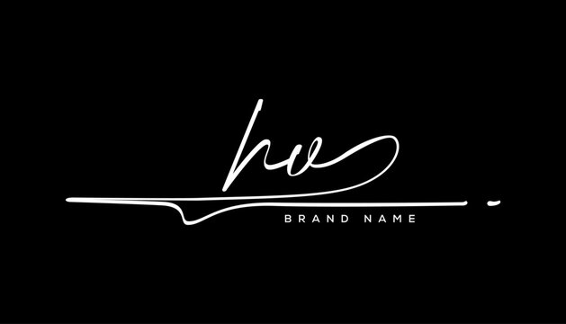 HV letter beauty handwriting vector logo. 