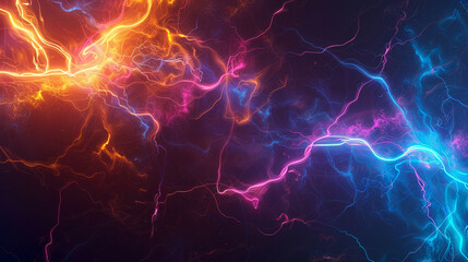 Fototapeta premium A colorful, glowing, and dynamic image of a stormy sky with bright