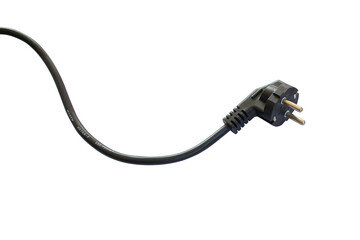 Black power plug isolated on white background.