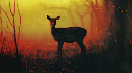 Fawn in a Grungy Forest Photo
