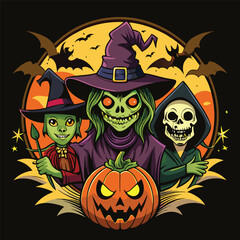 Halloween background with pumpkin illustration.