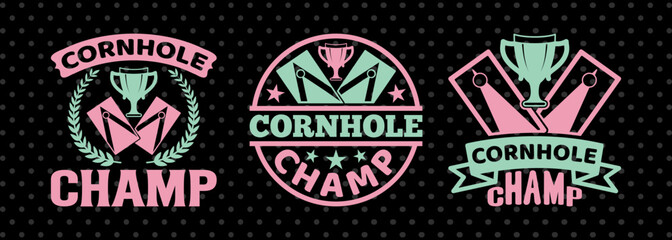 Cornhole Champ SVG Cornhole game Tshirt Bundle Cornhole Quote Design, PET 00105