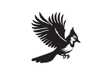 Blue jay Bird Silhouette Vector Illustration
