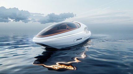 Conceptual illustration of a multi-section vessel, each part with distinct functions, futuristic design with innovative technology