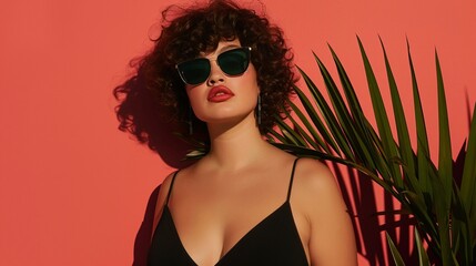Curvy model in a fashion shoot, confidently displaying self-worth and style, a modern representation of beauty standards and individuality © Alpha