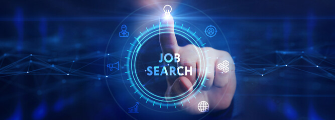 Obraz premium Business, Technology, Internet and network concept. Job Search human resources recruitment career.