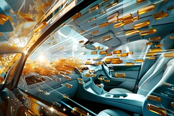 Futuristic Automotive Vanity Mirrors Reflecting Yeast Packets in Sleek Car Interior