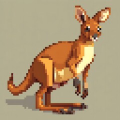 こちらを向くカンガルー単体のドット絵イラスト