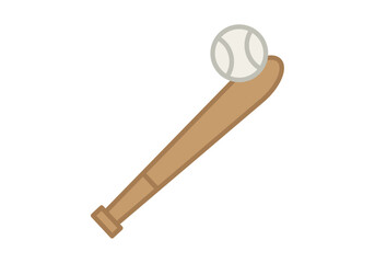 Bate de beisbol con pelota en fondo blanco
