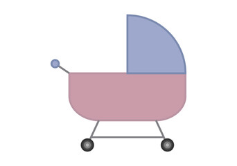 Carrito o cochecito rosa y morado de bebe