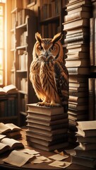 owl on books