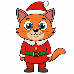 christmas cat with white background