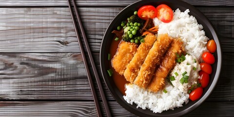 Delicious Japanese Katsu Curry Rice with Vegetables. Concept Japanese Cuisine, Katsu Curry, Rice Dish, Vegetarian Recipe, Comfort Food