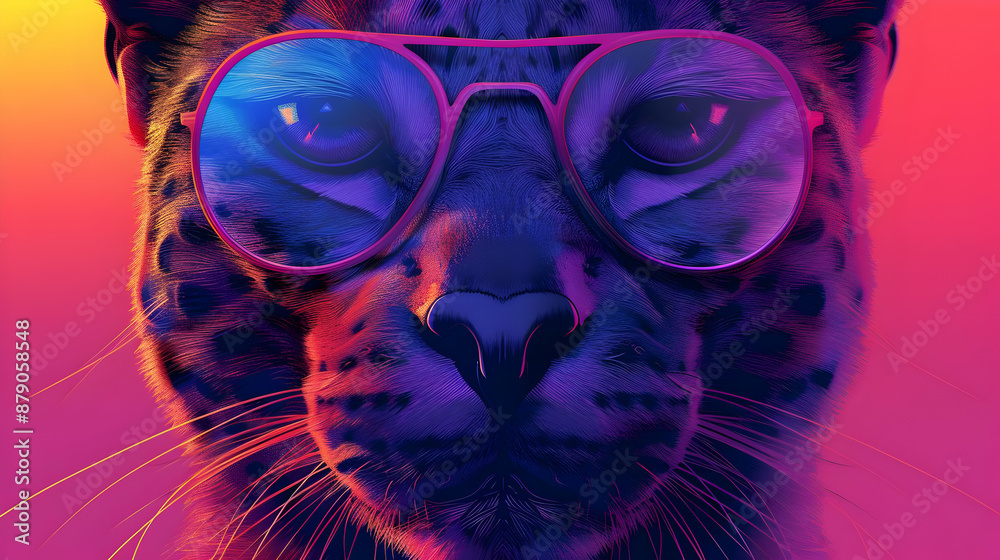 Wall mural cool cat in sunglasses illustration