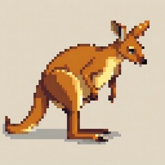 Obraz premium カンガルー単体のドット絵イラスト