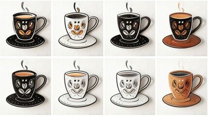 Obraz premium Coffee Cups in Different Colors and Styles