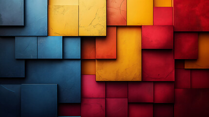 Colourful Abstract Squares as Minimalistic Geometric Background. Suitable for Web Banner, Poster, Business Presentation, Flyer