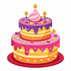 Birthday cake  vector illustration, cake birthday cake with candles,  vector art, birthday cake Line art, cake silhouette