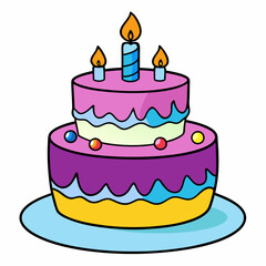 Birthday cake  vector illustration, cake birthday cake with candles,  vector art, birthday cake Line art, cake silhouette