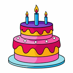 Birthday cake  vector illustration, cake birthday cake with candles,  vector art, birthday cake Line art, cake silhouette