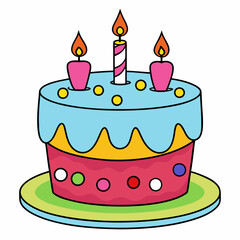 Birthday cake  vector illustration, cake birthday cake with candles,  vector art, birthday cake Line art, cake silhouette