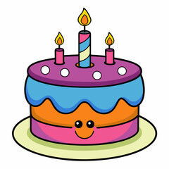 Birthday cake  vector illustration, cake birthday cake with candles,  vector art, birthday cake Line art, cake silhouette