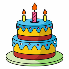Birthday cake  vector illustration, cake birthday cake with candles,  vector art, birthday cake Line art, cake silhouette