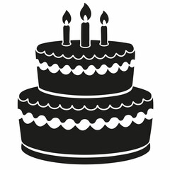 Birthday cake  vector illustration, cake birthday cake with candles,  vector art, birthday cake Line art, cake silhouette