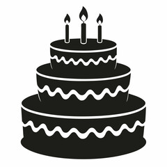 Birthday cake  vector illustration, cake birthday cake with candles,  vector art, birthday cake Line art, cake silhouette